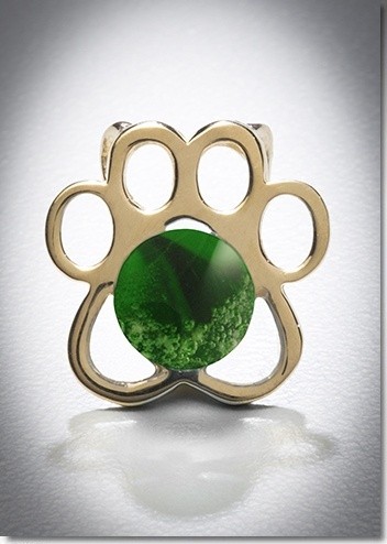 Green Paw Yellow Gold Cremation Pendant